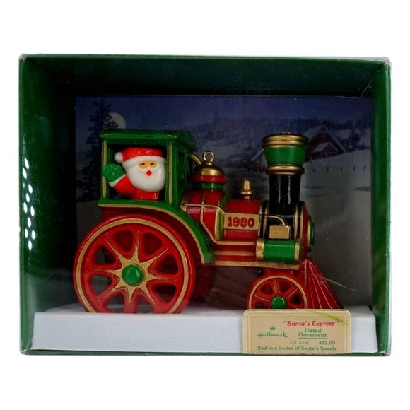 Hallmark 1980 Ornament Santa's Express Holiday Travels Train Locomotive #2 New - Picture 9 of 11